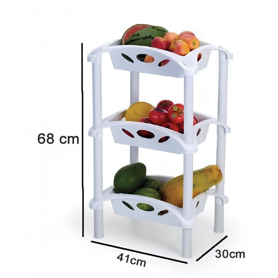 Fruteira de plastico com 3 cestas cor Branca 