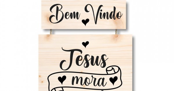 Placa decorativa Seja bem Jesus mora aqui PL304