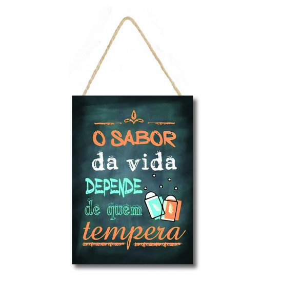 Placa decorativa sabor da vida depende de quem tempera cod 011