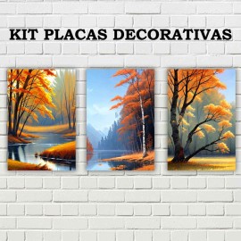 Kit placas 3  placas decorativas feito em mdf 20x29 KIT050