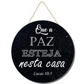 Placa decorativa redonda Que a paz esteja nesta casa PL279