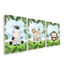 Placas decorativa infantil 2 animais da floresta kit141