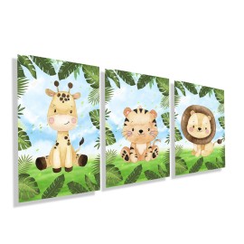 Placas decorativa infantil animais da floresta kit140