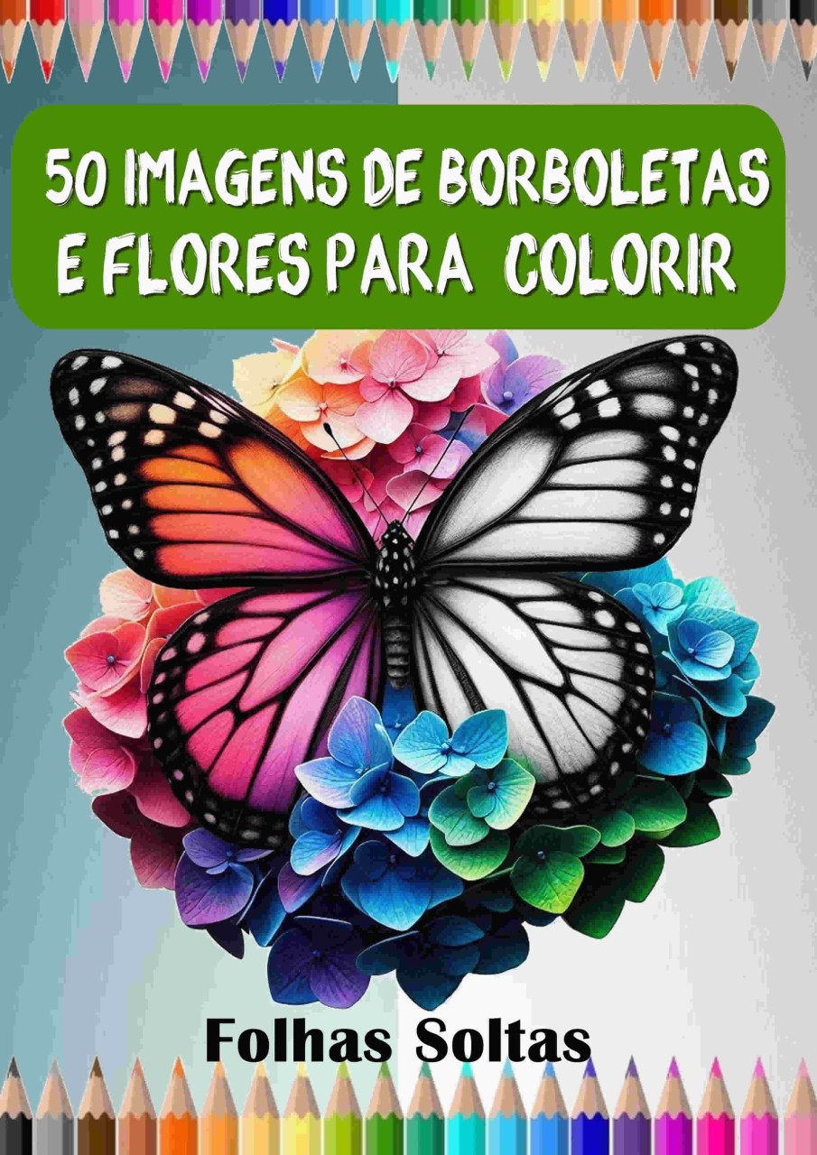 Imagem para colorir borboletas e flores