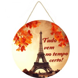 Placa decorativa com frase tudo vem no tempo certo PL125