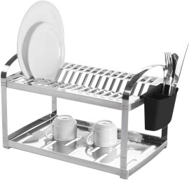 Escorredor 16 Pratos com Escorredor de Talheres Plstico Suprema, 50,5 x 27 x 28,5 cm, Ao Inox