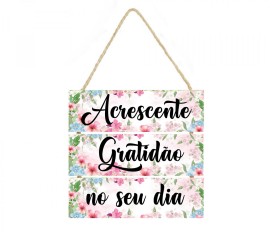 Placa decorativa 034 frase Acrescente gratido ao seu dia