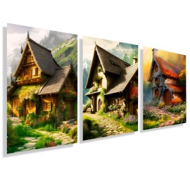 Kit com 3 quadros decorativos estilo Hobbit KIT122