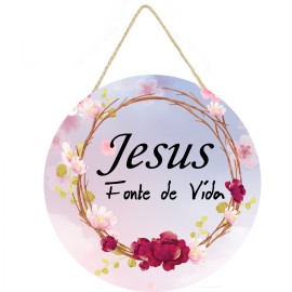 Placa decorativa com frase  Jesus fonte de vida PL126